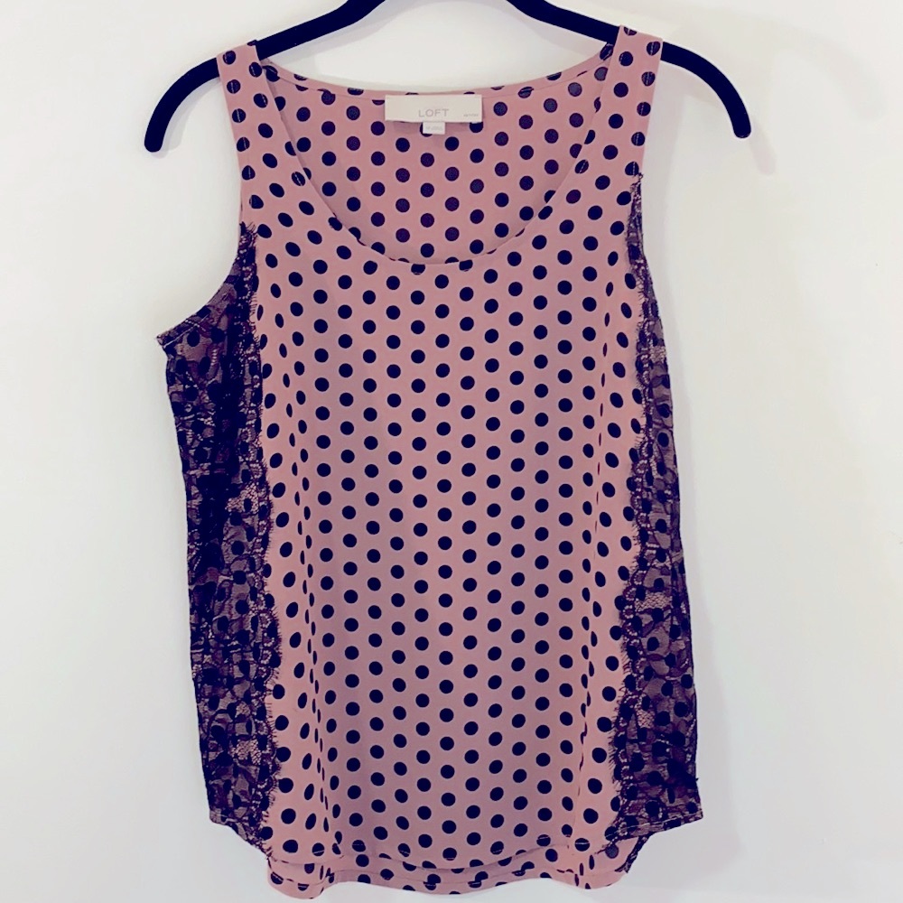 LOFT Polka Dot Lace Tank Top